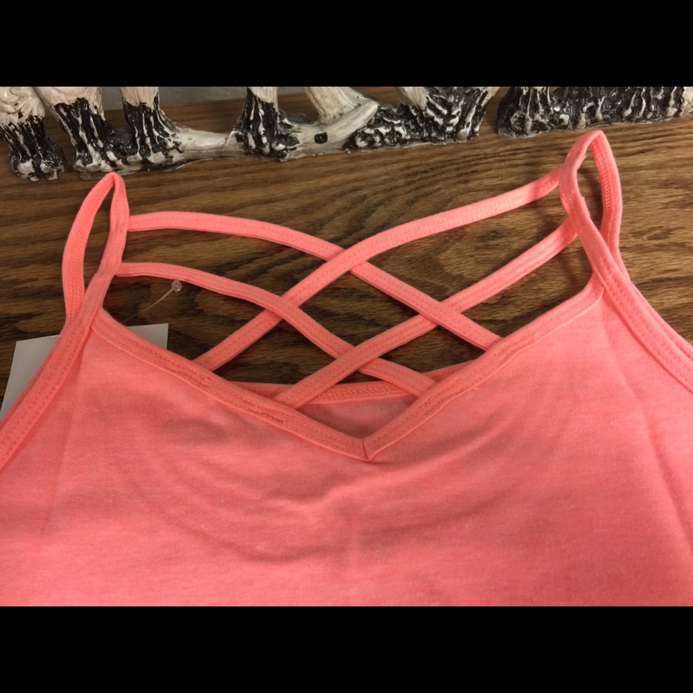 Girls size 16 XL tank top criss cross in coral